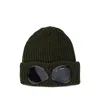 C.p. Company Men Blue And Green Wool Braided Pattern Glasses Detail Ribbed Brim Close-fitting In Black