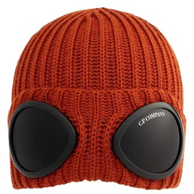 C.p. Company Cp Company Men's Bombay Brown Extra Fine Merino Goggle Beanie In Orange