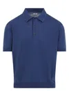 C.p. Company Polo Collared Shirt Ribbed Cuffs In Blue