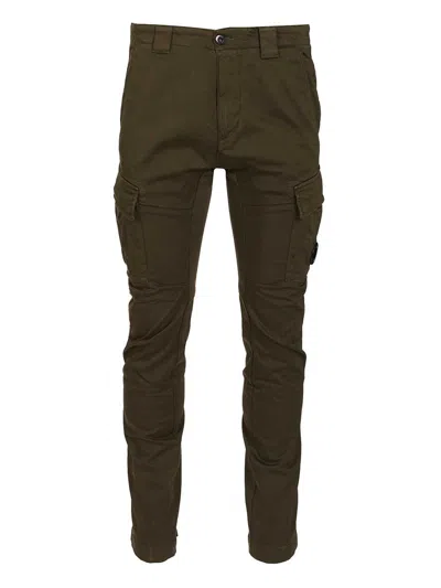C.p. Company Men Cargo Trousers Made Of Stretch Cotton Satin In Green