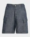 C.p. Company Chambray Cargo Shorts With Adjustable Waist
