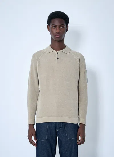 C.p. Company Men Chenilee Cotton Polo Shirt In Cream