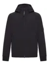 C.p. Company Short Jacket With Hood And Distinctive Lens Logo In Black