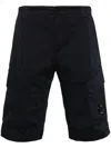 C.p. Company Tailored Cargo Shorts With Distinctive Pocket Details In Black