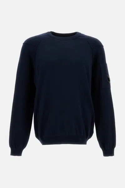 C.p. Company Rib-knit Sea Island Cotton Crewneck Sweater In Blue