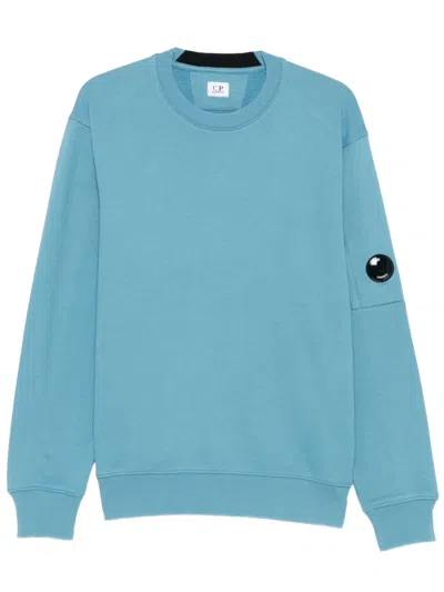 C.p. Company Jacquemus Beige Zipup Sweatshirt With Grosgrain Logo In Blue