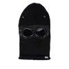 C.p. Company Black Knit Ski Mask With Logo Detail On The Front In Wool Man In Black