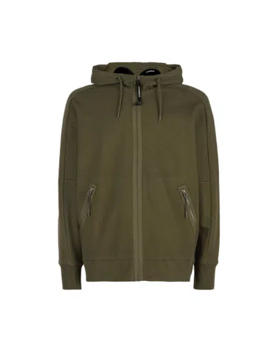 Pre-owned C.p. Company Men's  Diagonal Raised Fleece Goggle Hoodie In Ivy Green