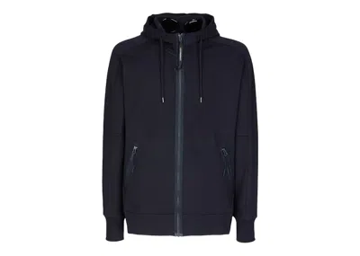 Pre-owned C.p. Company Men's  Diagonal Raised Fleece Goggle Hoodie In Total Eclipse/blue