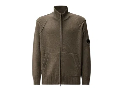 Pre-owned C.p. Company Men's  Lambswool Grs Full Zip Sweater In Gunmetal Grey In Gray