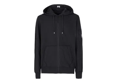 Pre-owned C.p. Company Men's  Light Fleece Zipped Hoodie In Black