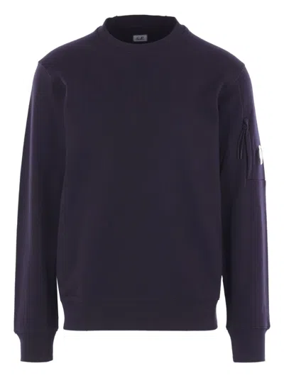 C.p. Company Men Crew-neck Sweatshirt With Pockets In Blue