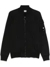 C.p. Company Structured Black Jacket With Ribbed Cuffs In Black