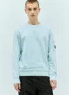 C.p. Company Diagonal Raised Fleece Light Blue Cotton Sweatshirt