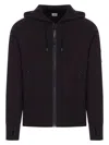 C.p. Company C.p.company Diagonal Raised Fleece Full Zip Hooded Sweatshirt In Black