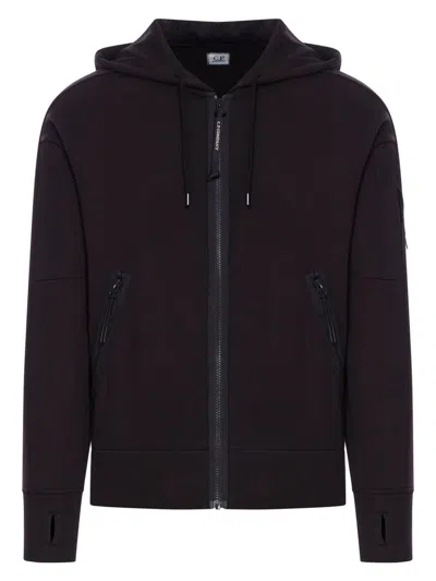 C.P. COMPANY MEN'S DIAGONAL RAISED FLEECE FULL ZIP HOODED S