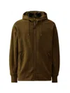 C.p. Company Men Diagonal Raised Fleece Goggle Sweatshirt In Green