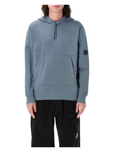 C.P. COMPANY MEN'S DIAGONAL RAISED FLEECE LENS HOODED SWEATSHIRT