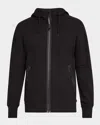 C.p. Company Back Logo Cotton Zip-up Hoodie In Black