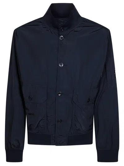 C.p. Company Sleek Front Button Bomber Jacket In Black