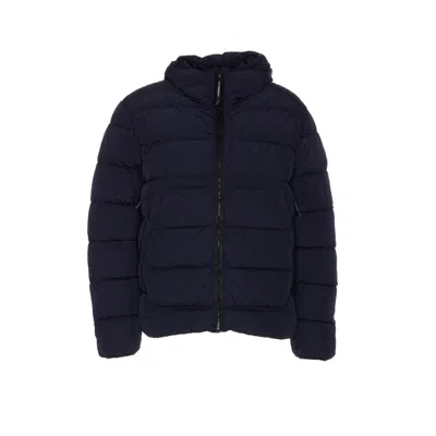 C.p. Company Men Goggle Logo Chrome-r Down Jacket In Blue