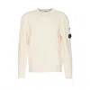 C.p. Company 'diagonal Raised' White Sweatshirt With Lens Motif On The Arm