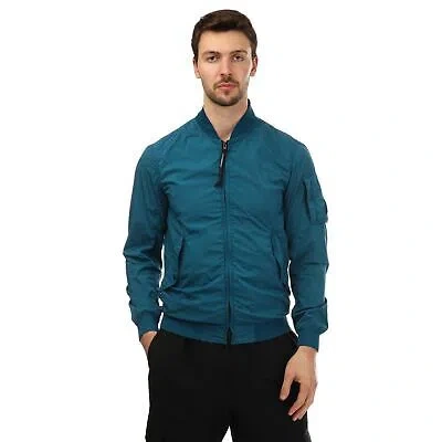 Pre-owned C.p. Company Men's Jacket  Nycra-r Bomber Full Zip In Blue