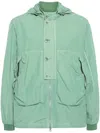 C.P. COMPANY MEN'S JADE GREEN LIGHTWEIGHT OVERSHIRT WITH SIGNATURE GOGGLES DETAIL