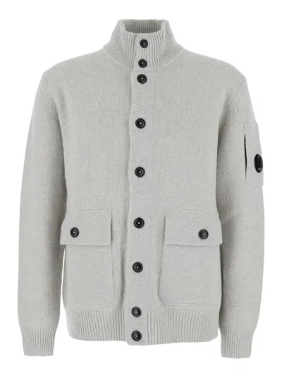 C.p. Company Men Knitwear Cardigan In Lambswool Grs In Gray