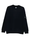 C.p. Company Men Knitwear Crew Neck In Merino Wool Felted In Blue