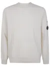 C.p. Company Men Knitwear Crew Neck In Merino Wool Felted In White