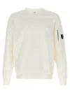 C.p. Company 'diagonal Raised' White Sweatshirt With Lens Motif On The Arm