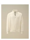 C.p. Company Half-zipper Logo Sweater In Gauzewhite