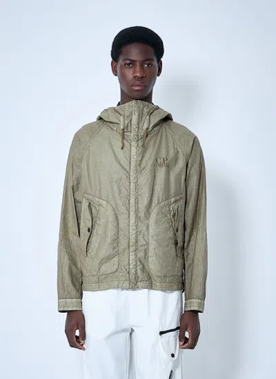 C.p. Company Men Lino Wax Goggle Jacket In Cream