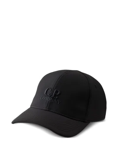 C.p. Company Embroidered-logo Cotton Cap In Black
