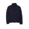 C.p. Company Blue Down Jacket With Fixed Hood And Logo Plaque On The Sleeve In Tech Fabric Man In Blue