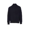 C.p. Company High Neck Long Sleeve Knit Polo In Black