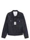 C.p. Company Blue Jacket With Classic Collar And Logo Patch On The Front