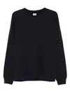 C.p. Company Dark Blue Cotton Sweatshirt With Signature Sleeve Logo In Blue
