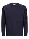 C.p. Company Logo Wool Crewneck Sweater In Blue