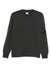 C.p. Company Wool Crewneck Sweater Featuring Logo Detail In Gray