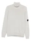 C.p. Company Ribbed Knit Turtleneck Sweater With Folded Collar And Distinctive Sleeve Patch In Multi