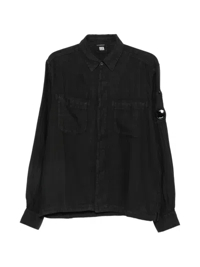 C.p. Company Cp Company Men's Long-sleeved Mini Utility Shirt With Front Pockets In Black