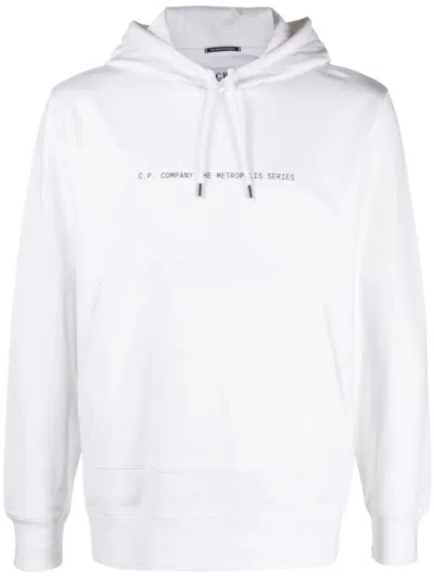 C.p. Company Men Metropolis Series Stretch Fleece Graphic Hoodie In White