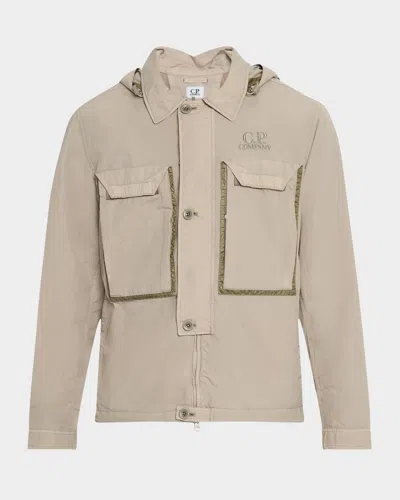 C.p. Company Men's Nylon Goggle Overshirt In Vintage Khaki