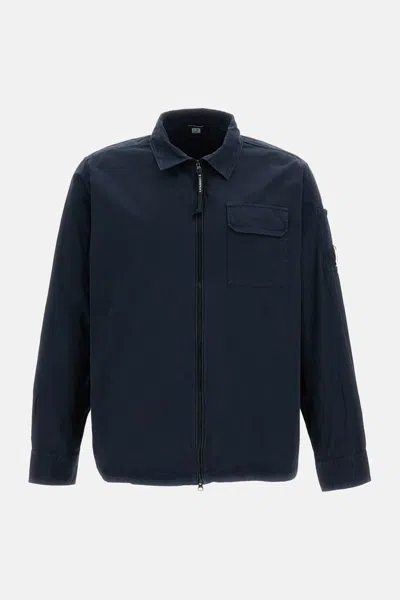 C.p. Company Short Jacket Buttoned Cuffs Front Pocket In Blue