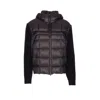 C.p. Company Black Wool Knit Jacket With Padded Hood In Black
