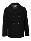 C.p. Company Double-breasted Structured Jacket With Wide Lapels In Black