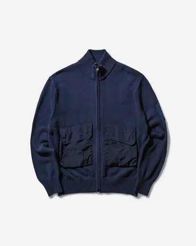 C.p. Company Men S Zip Lens Knit Sweater Oceana In Blue