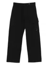 C.p. Company Black Linen And Cotton Blend Utility Trousers In Black